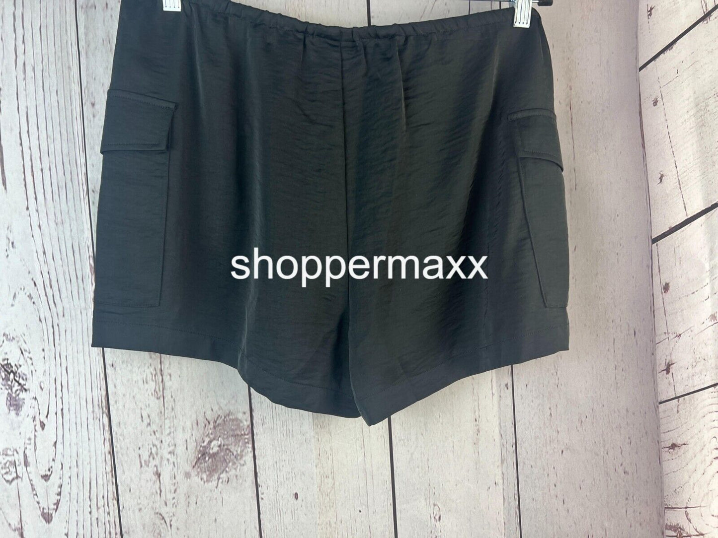 Women's Mid-Rise Cargo Satin Shorts - A New Day, Black, Size Large