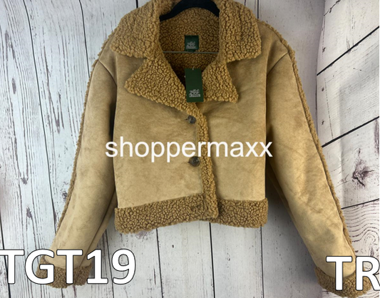 WOMEN'S FAUX SHEARLING JACKET - WILD FABLE, BROWN, SIZE SMALL