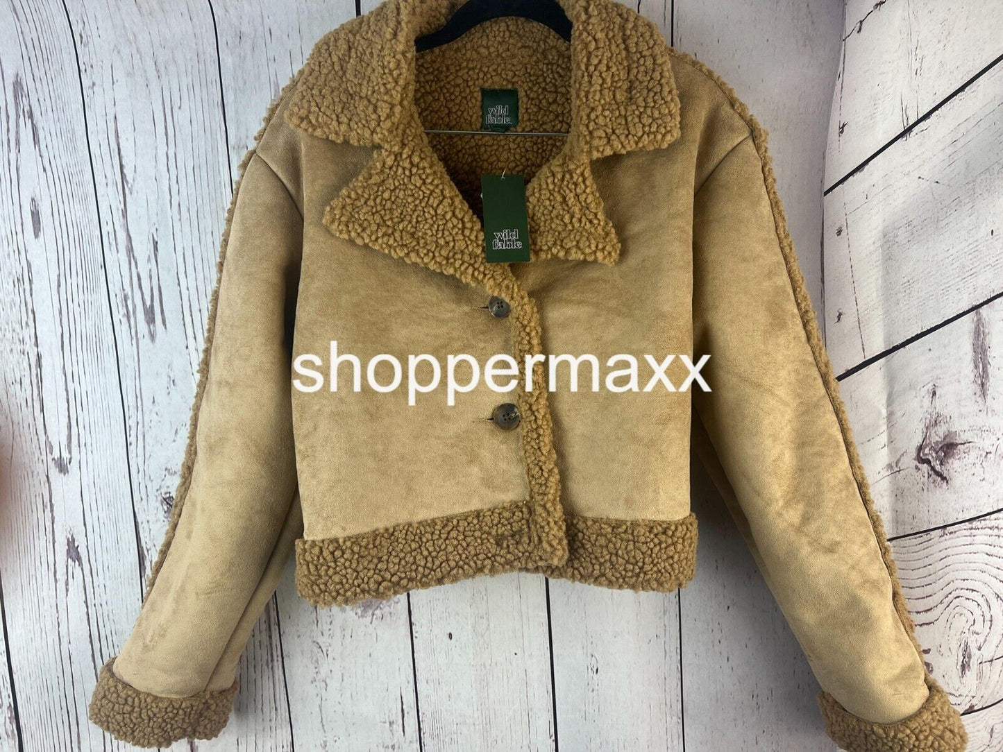 WOMEN'S FAUX SHEARLING JACKET - WILD FABLE, BROWN, SIZE SMALL