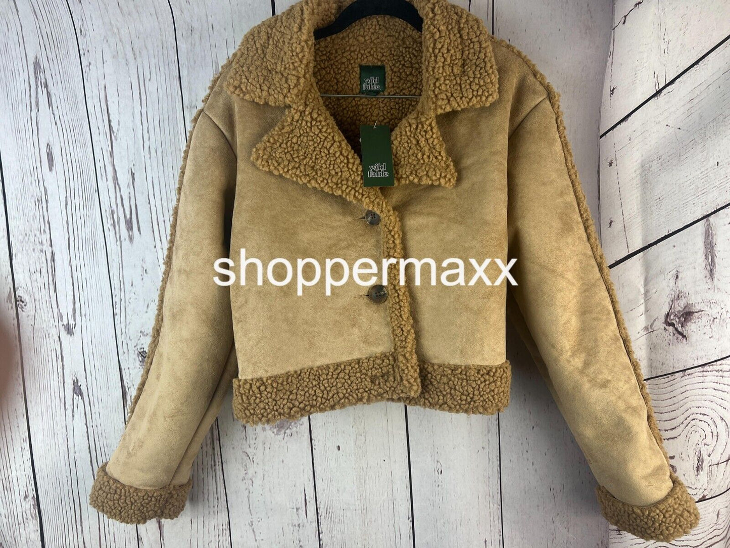 WOMEN'S FAUX SHEARLING JACKET - WILD FABLE, BROWN, SIZE SMALL