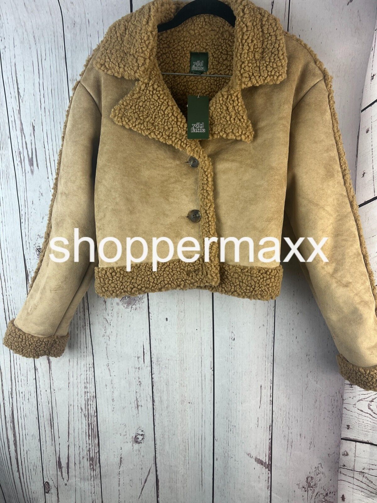 WOMEN'S FAUX SHEARLING JACKET - WILD FABLE, BROWN, SIZE SMALL