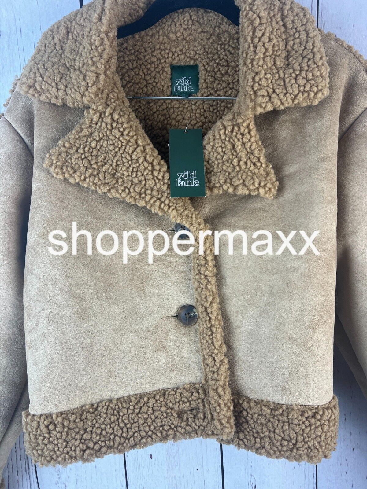 WOMEN'S FAUX SHEARLING JACKET - WILD FABLE, BROWN, SIZE SMALL