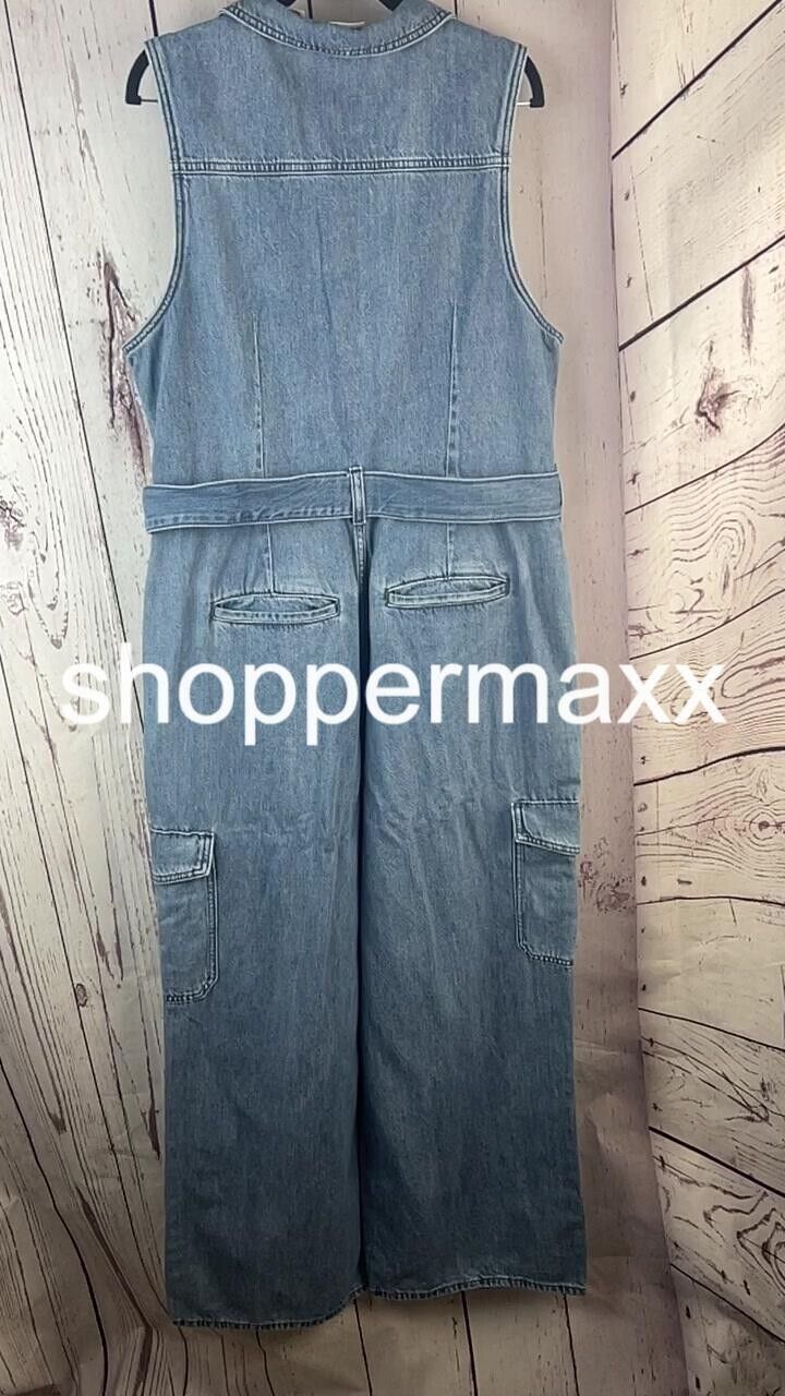 Women's Denim Cargo Jumpsuit - Universal Thread, Medium Wash, Size 16