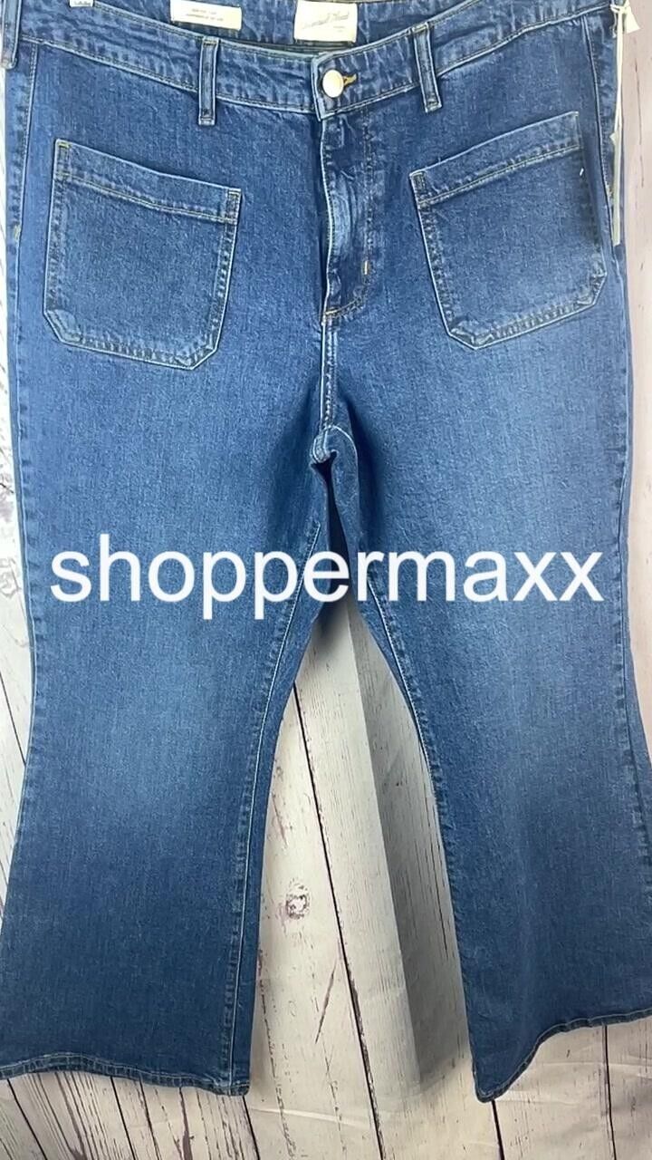 WOMEN'S HIGH-RISE FLARE JEANS - UNIVERSAL THREAD, MEDIUM WASH, SIZE 17 SHORT