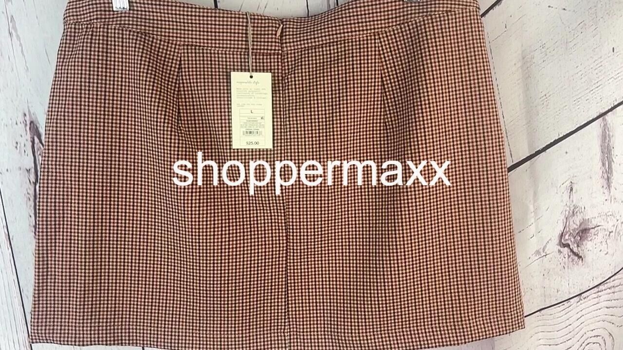 Women's Mini Skirt - A New Day, Brown Plaid, Size Large