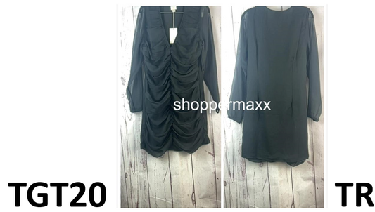 Women's Long Sleeve Ruched Front Bodycon Dress - A New Day, Black, Size Large