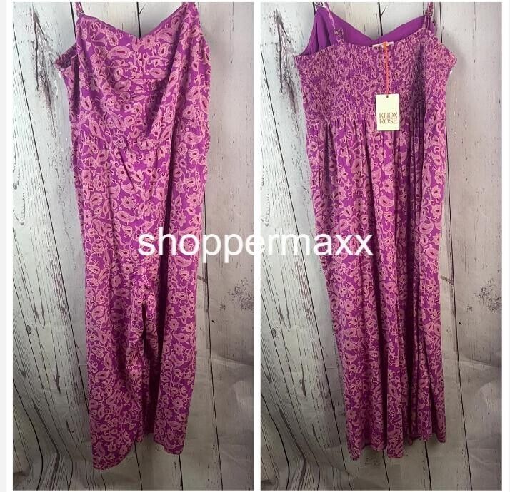 Women's Sleeveless Jumpsuit - Knox Rose, Magenta Floral, Size XX-Large