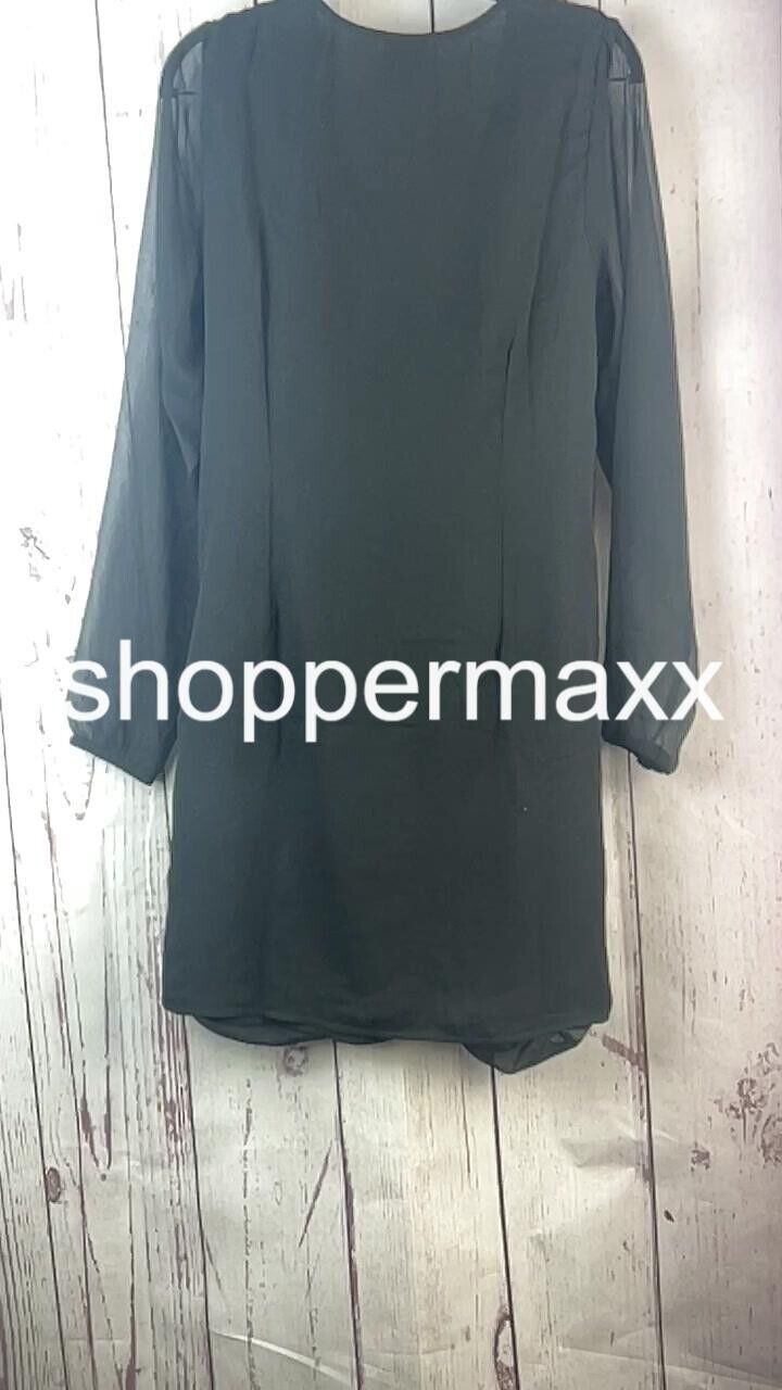 Women's Long Sleeve Ruched Front Bodycon Dress - A New Day, Black, Size Large