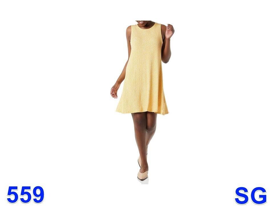 Amazon Essentials Women's, Tank Swing Dress, Lightweight, Yellow Tulips, M