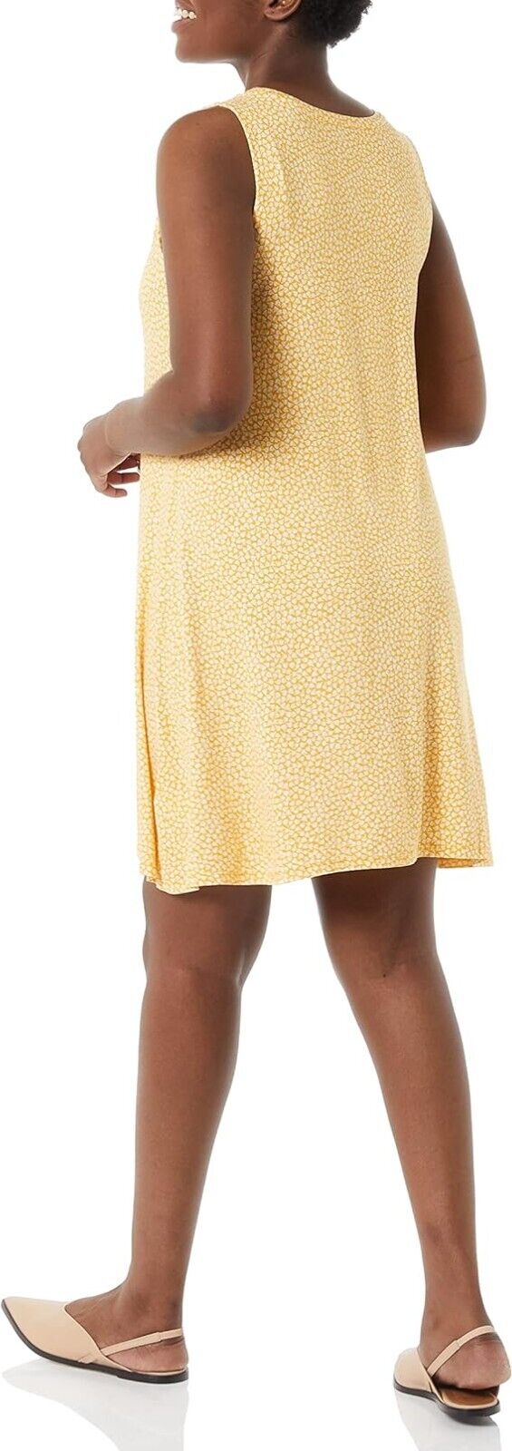 Amazon Essentials Women's, Tank Swing Dress, Lightweight, Yellow Tulips, M