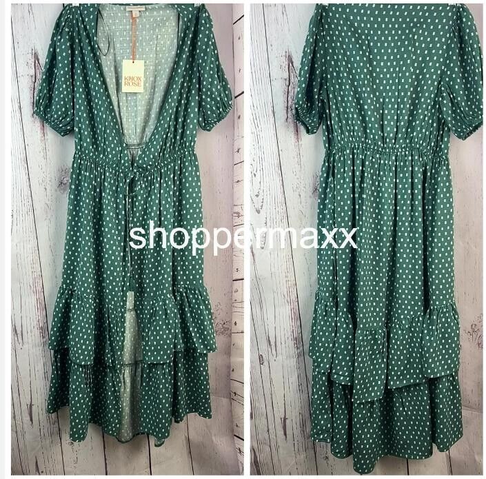 Women's Short Sleeve Wrap Dress - Knox Rose, Green, Size X-Small
