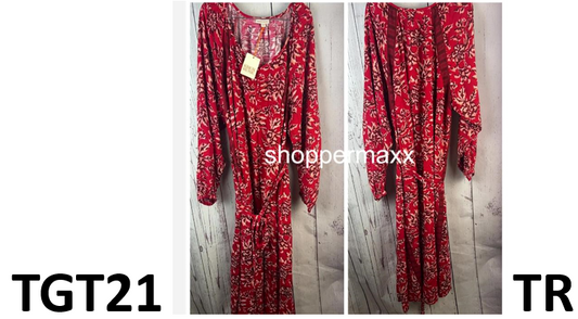 Women's Plus Size Long Sleeve Maxi Dress - Knox Rose, Red, Size 3X