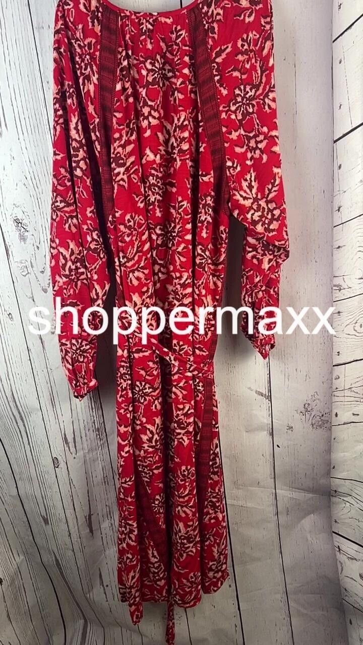 Women's Plus Size Long Sleeve Maxi Dress - Knox Rose, Red, Size 3X