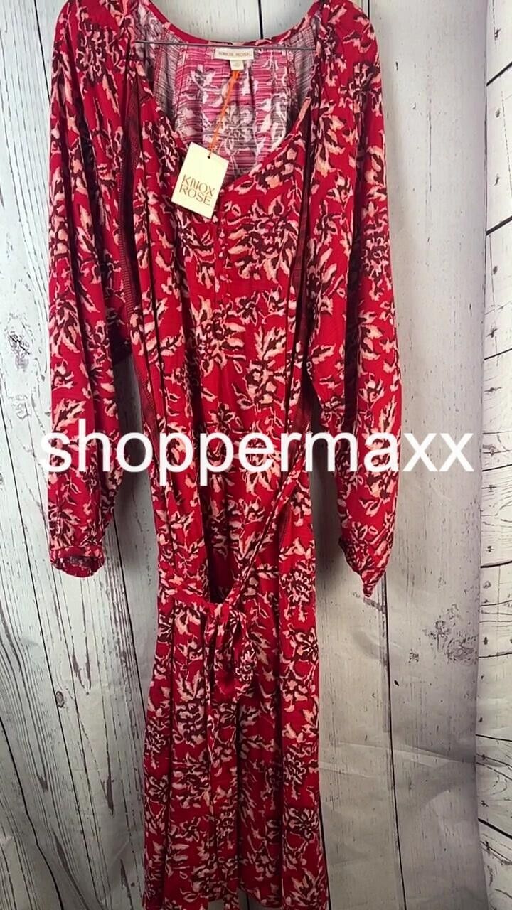 Women's Plus Size Long Sleeve Maxi Dress - Knox Rose, Red, Size 3X