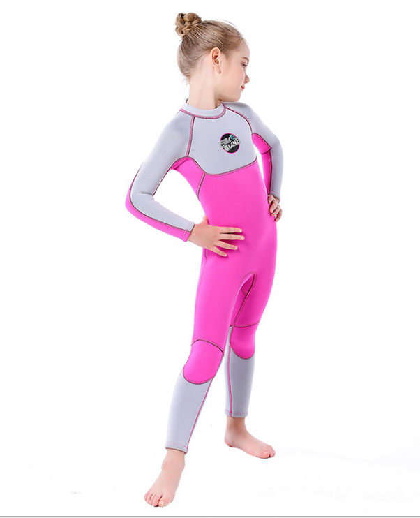 3mm Neoprene Dive Skin for Little Girls ,One Piece, Kids Wetsuit, Pink, Small