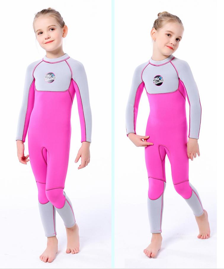 3mm Neoprene Dive Skin for Little Girls ,One Piece, Kids Wetsuit, Pink, Small
