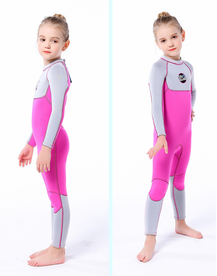 3mm Neoprene Dive Skin for Little Girls ,One Piece, Kids Wetsuit, Pink, Small