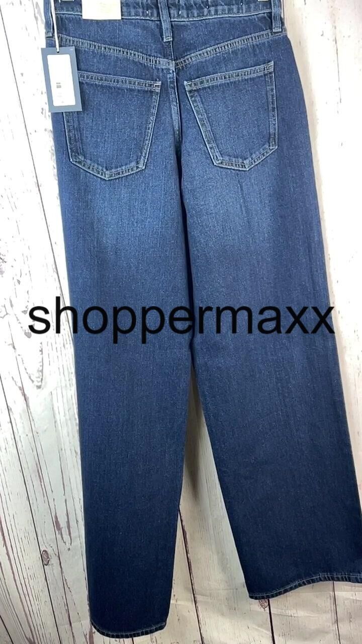 Women's High-Rise Wide Leg Cotton Jeans-Universal Thread, Dark Wash, Size 4 Long