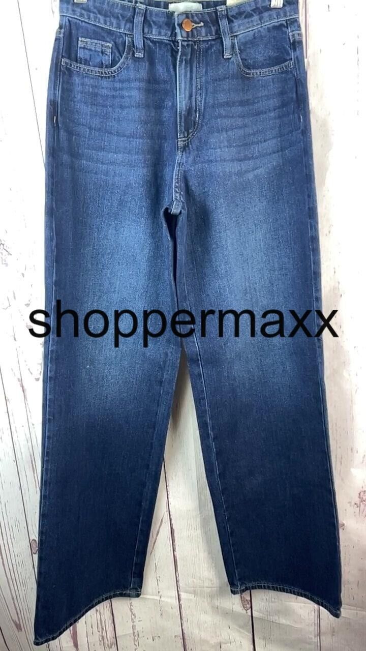Women's High-Rise Wide Leg Cotton Jeans-Universal Thread, Dark Wash, Size 4 Long