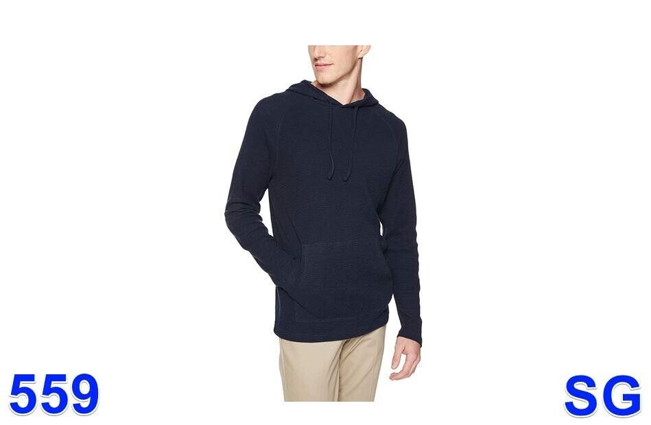 Amazon Essentials Men's Long-Sleeve Slub Thermal, Pullover Hoodie, Navy, LT