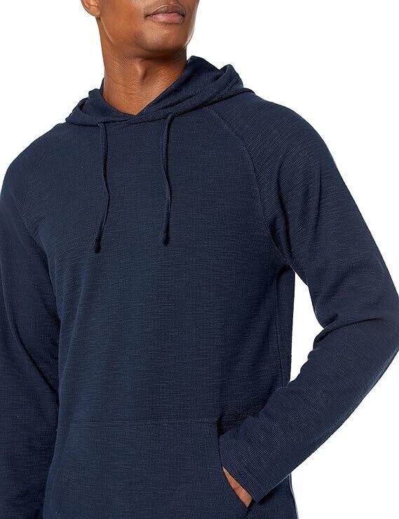 Amazon Essentials Men's Long-Sleeve Slub Thermal, Pullover Hoodie, Navy, LT