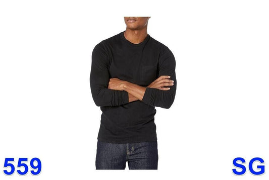 Essentials Men's Slim-Fit Long-Sleeve T-Shirt, Lightweight Cotton, Black, Medium