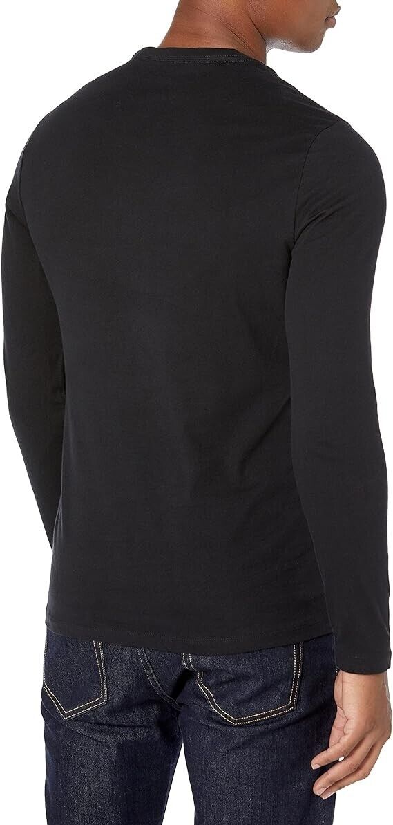Essentials Men's Slim-Fit Long-Sleeve T-Shirt, Lightweight Cotton, Black, Medium