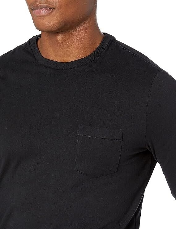 Essentials Men's Slim-Fit Long-Sleeve T-Shirt, Lightweight Cotton, Black, Medium