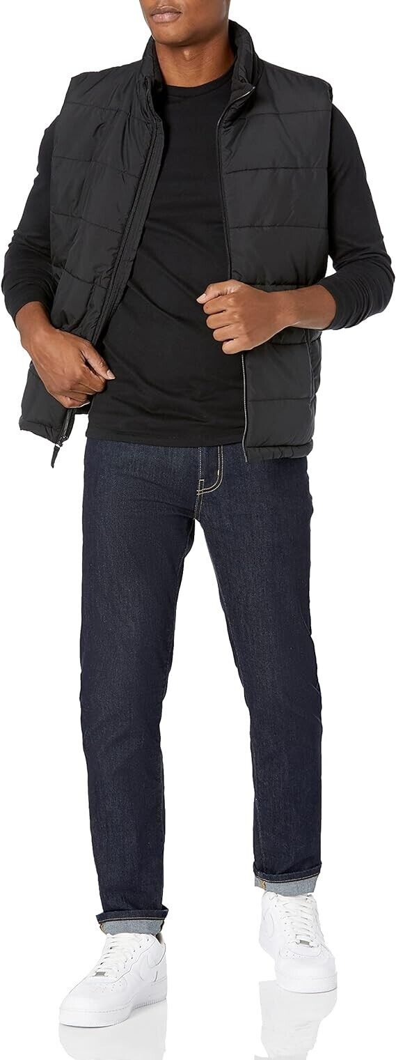 Essentials Men's Slim-Fit Long-Sleeve T-Shirt, Lightweight Cotton, Black, Medium