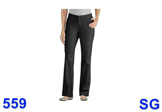 Dickies Women's Curvy Straight Leg Stretch Twill Pant, Black, 12 Regular
