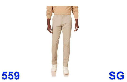 Essentials Men's Relaxed-Fit Casual Stretch, Cotton, Khaki brown, 34W x 33L