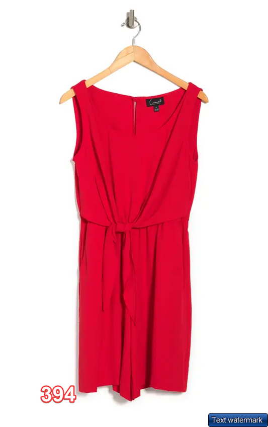 Connected Womens Tie-Waist Romper Mandarin 10