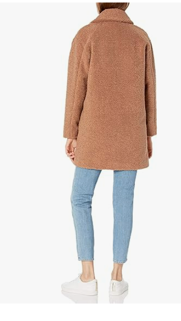 Amazon Essentials Women's Teddy Bear Fleece Oversized-Fit Lapel Jacket Camel L