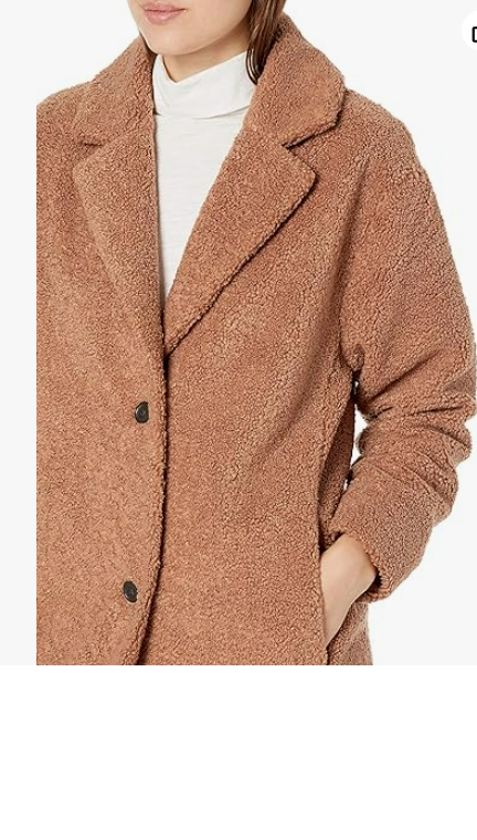 Amazon Essentials Women's Teddy Bear Fleece Oversized-Fit Lapel Jacket Camel L