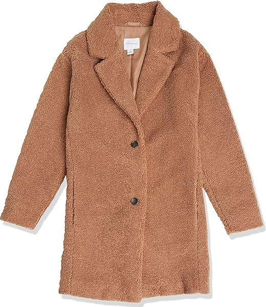 Amazon Essentials Women's Teddy Bear Fleece Oversized-Fit Lapel Jacket Camel L