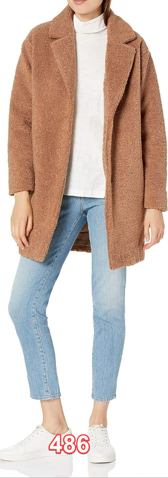 Amazon Essentials Women's Teddy Bear Fleece Oversized-Fit Lapel Jacket Camel L