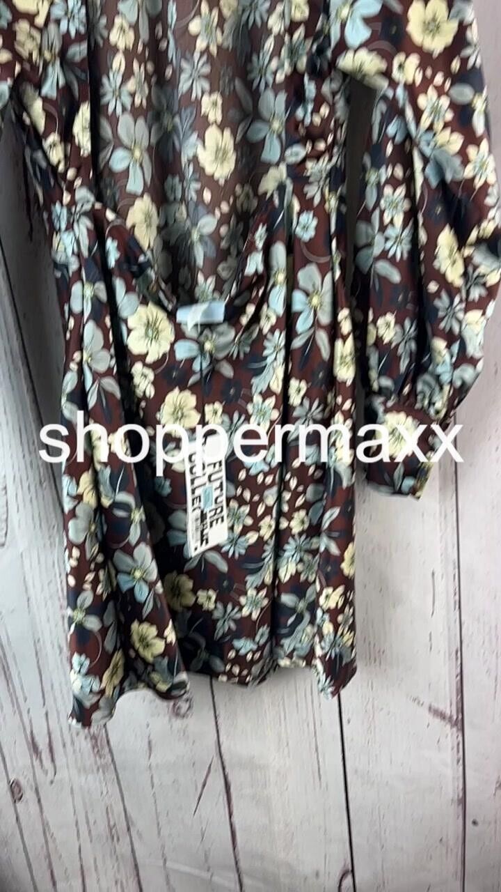 Women's Long Sleeve Satin Mini Dress - Future Collective, Berry Floral, Size 10