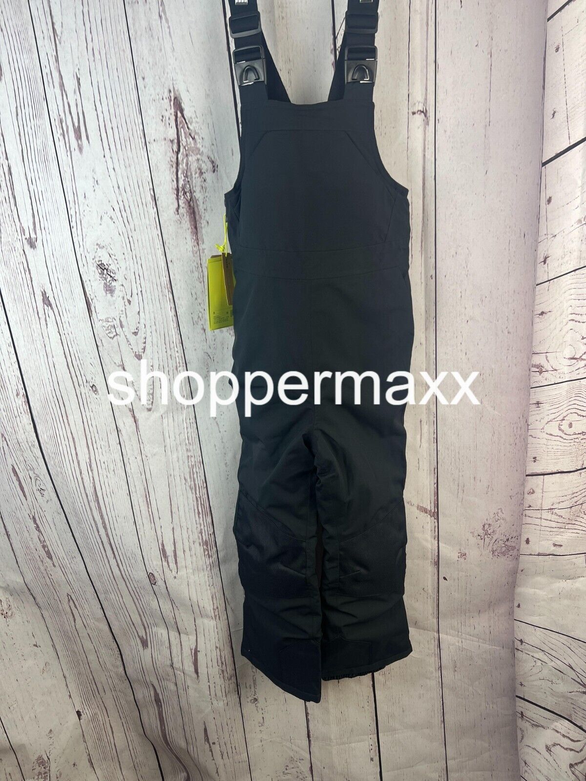 Unisex Kids' Waterproof Snow Bib - windproof Gathered Cuff Side Zipper Black, S