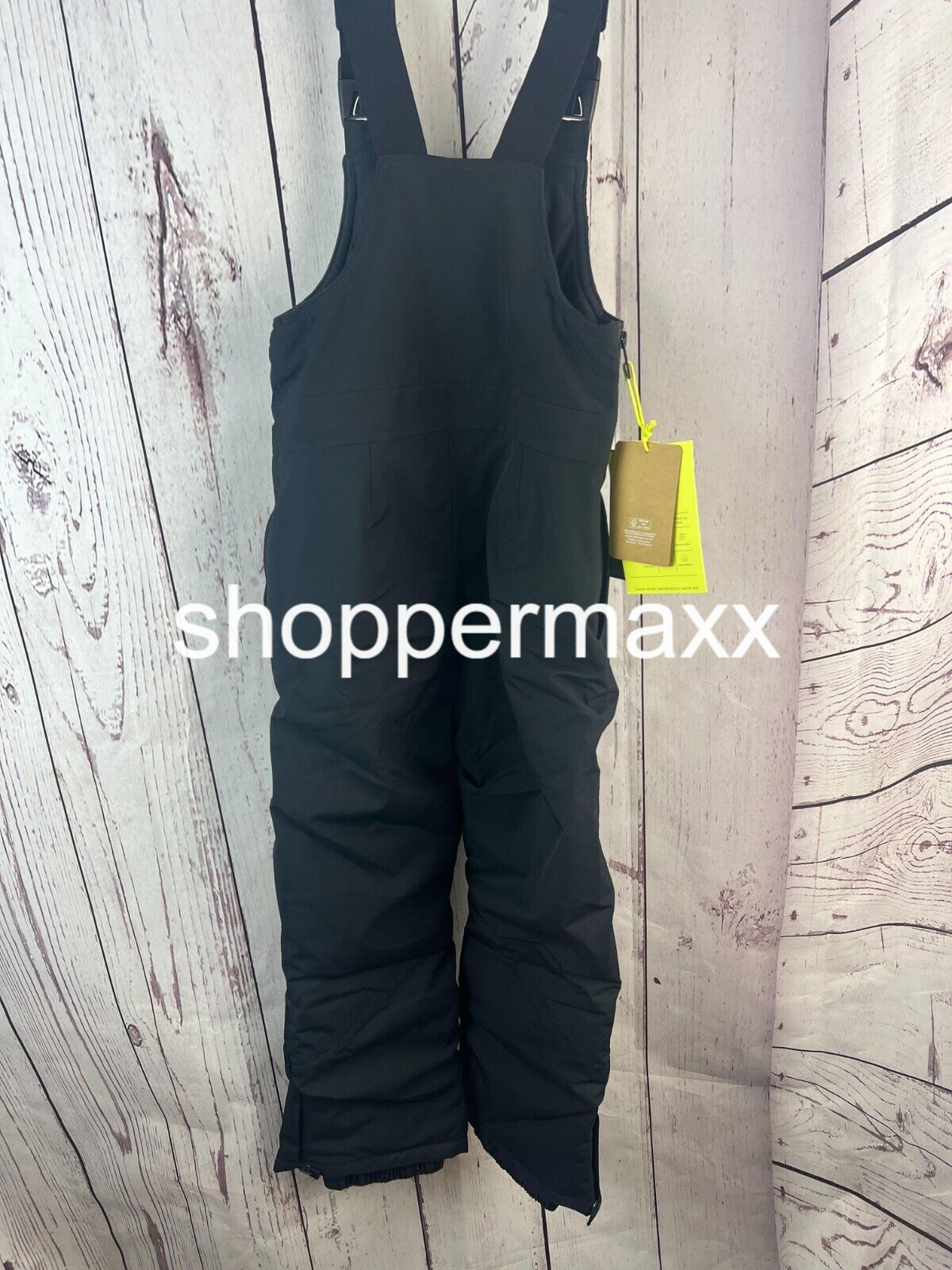Unisex Kids' Waterproof Snow Bib - windproof Gathered Cuff Side Zipper Black, S