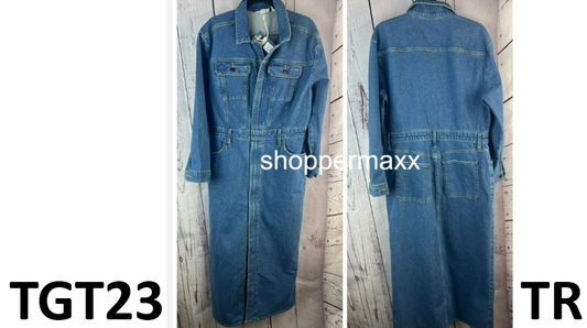 Women's Long Sleeve Denim Maxi Shirtdress- Universal Thread, Medium Wash, Size 0