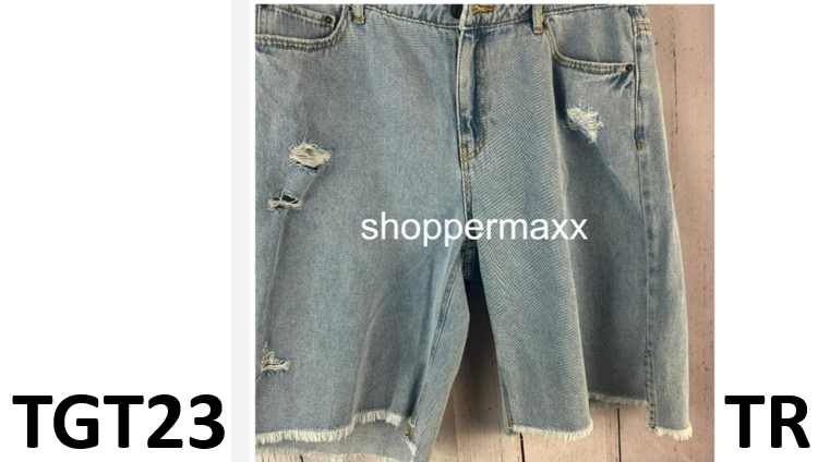 Women Lightly Distressed Bermuda Denim Shorts-Future Collective, Medium Wash, 12