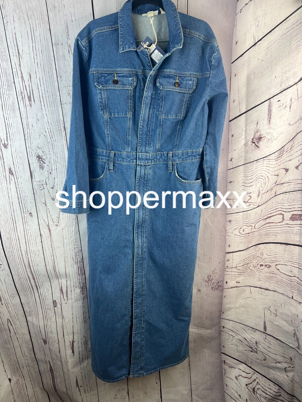 Women's Long Sleeve Denim Maxi Shirtdress- Universal Thread, Medium Wash, Size 0