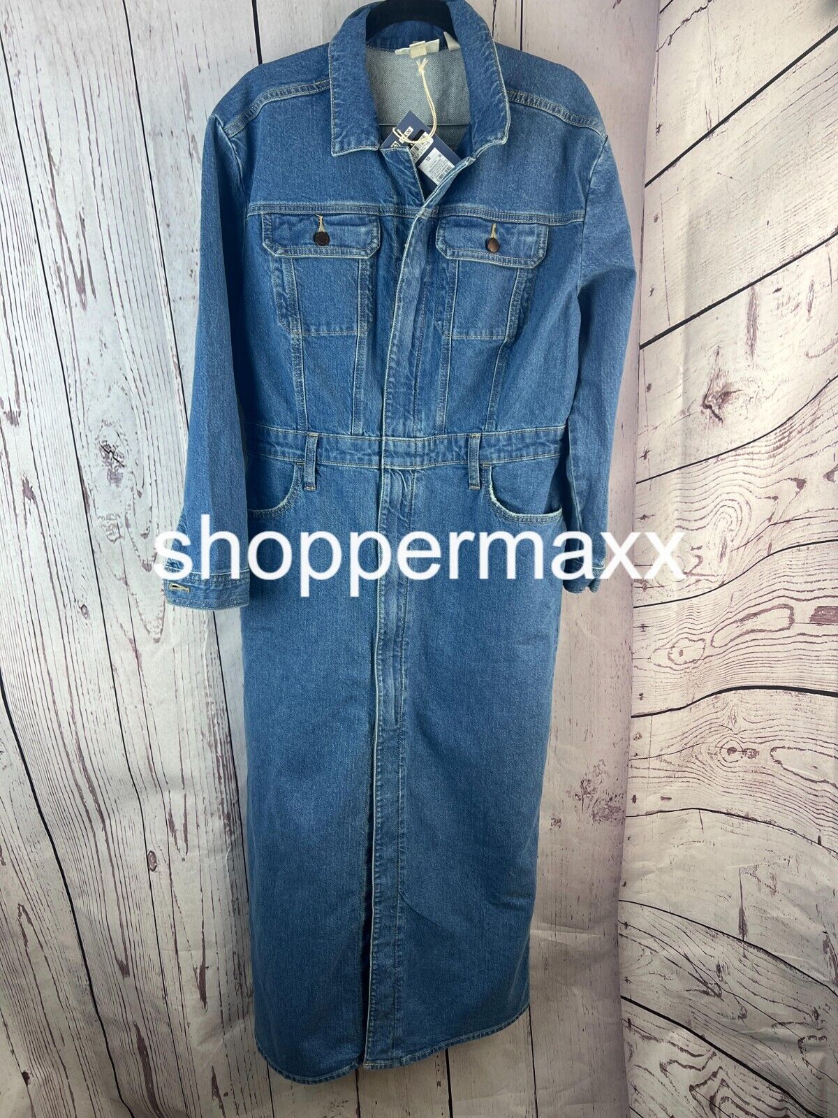 Women's Long Sleeve Denim Maxi Shirtdress- Universal Thread, Medium Wash, Size 0