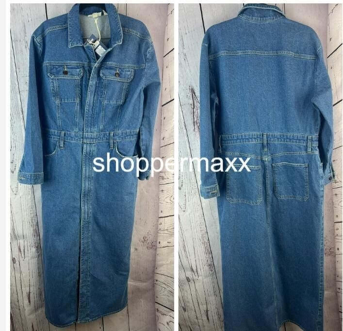 Women's Long Sleeve Denim Maxi Shirtdress- Universal Thread, Medium Wash, Size 0