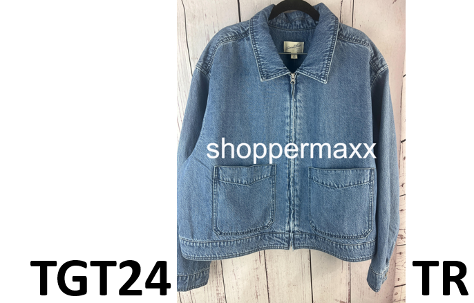 Women's Denim Cargo Jacket - Universal Thread, Medium Wash, Size 2X