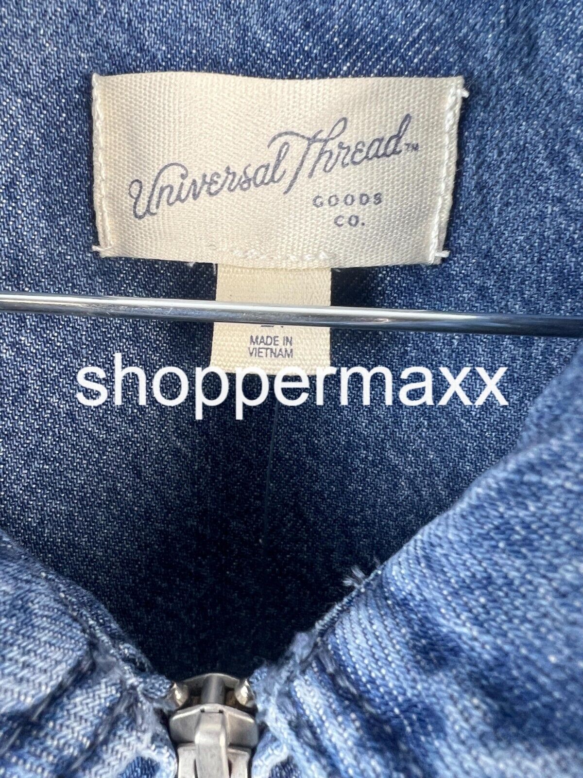 Women's Denim Cargo Jacket - Universal Thread, Medium Wash, Size 2X