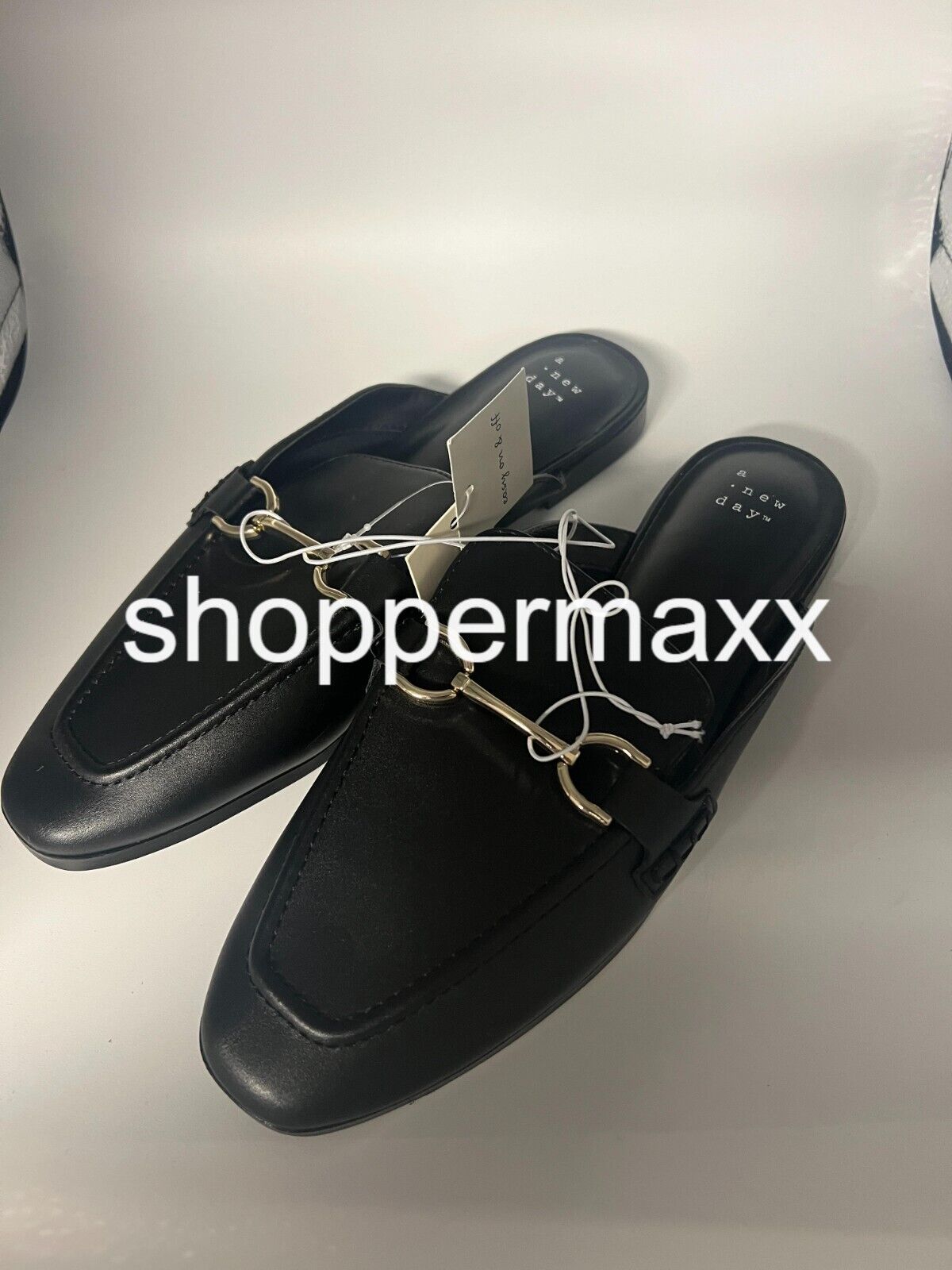 Women's Sandy Mule Flats - A New Day, Black, Size- 9