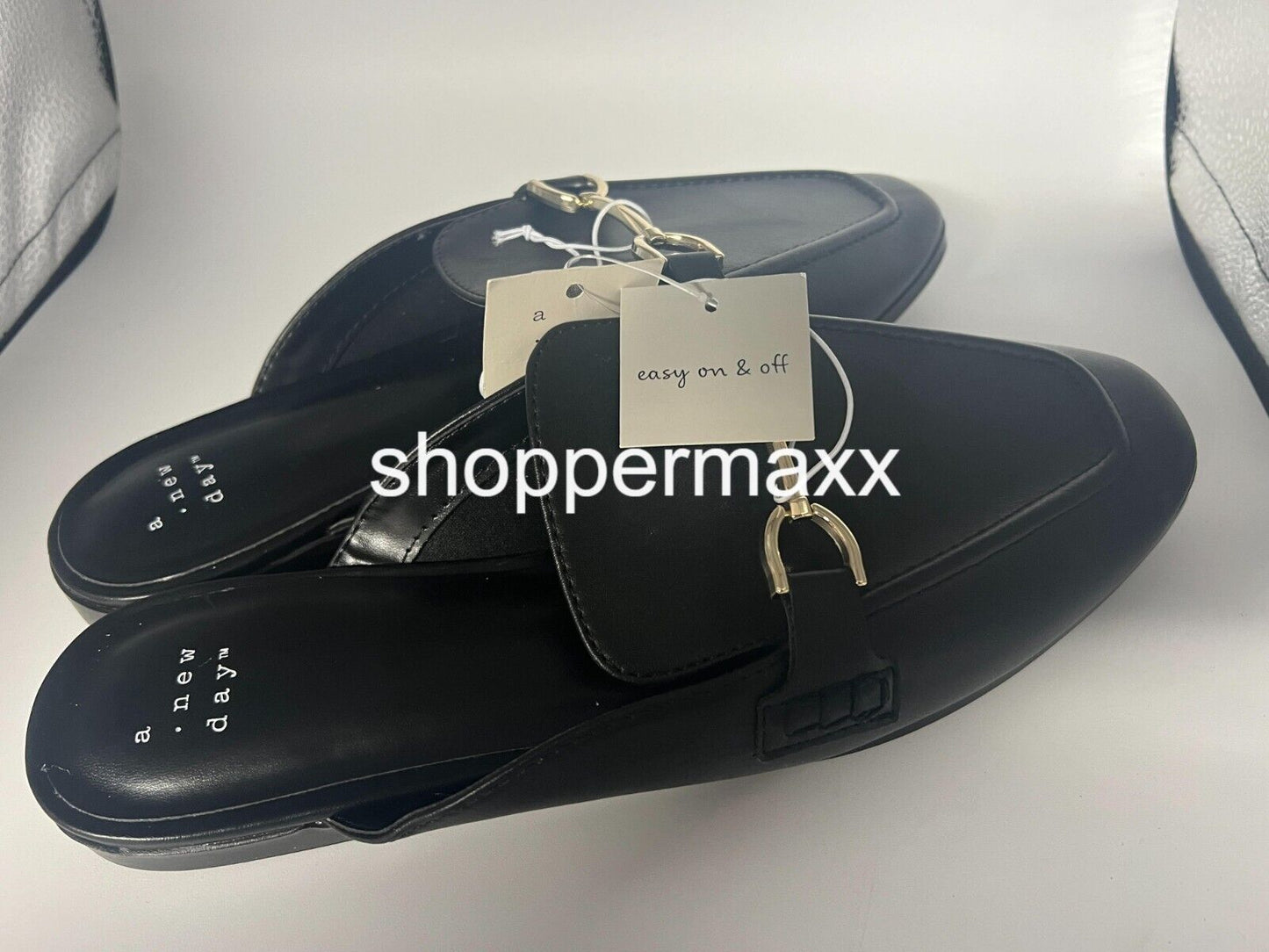 Women's Sandy Mule Flats - A New Day, Black, Size- 9