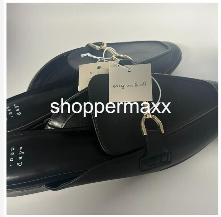 Women's Sandy Mule Flats - A New Day, Black, Size- 9