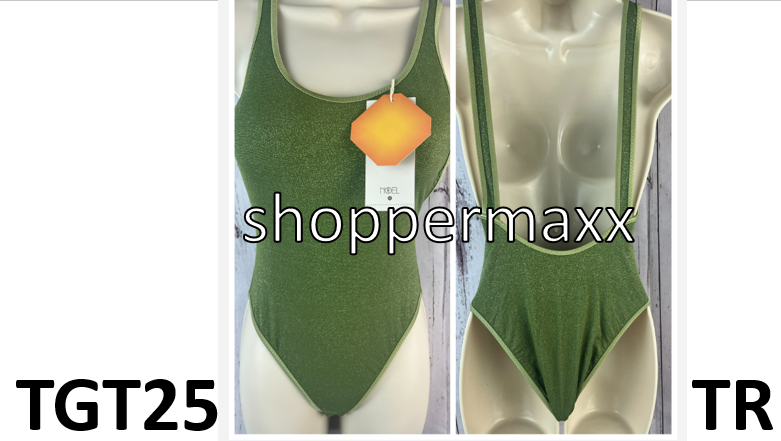 Women's Metallic High Leg Cheeky, 1 Piece Swimsuit- Fe Noel X Target, Green, XS